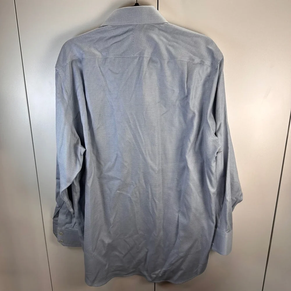 Charles Tyrwhitt Non-Iron Slim Fit Dress Shirt Blue Check Men's Size 16.5 X 33‎